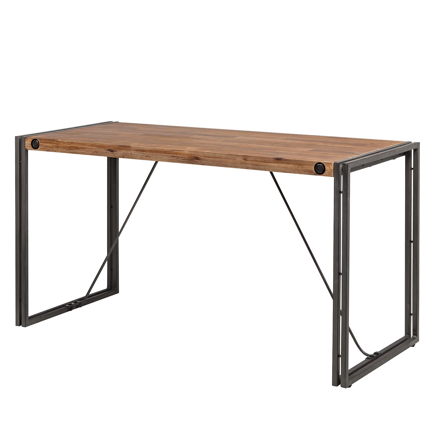 SCHREIBTISCH - Akazie massiv / Metall - Braun, Holz/Metall (60/140/74cm) - home24