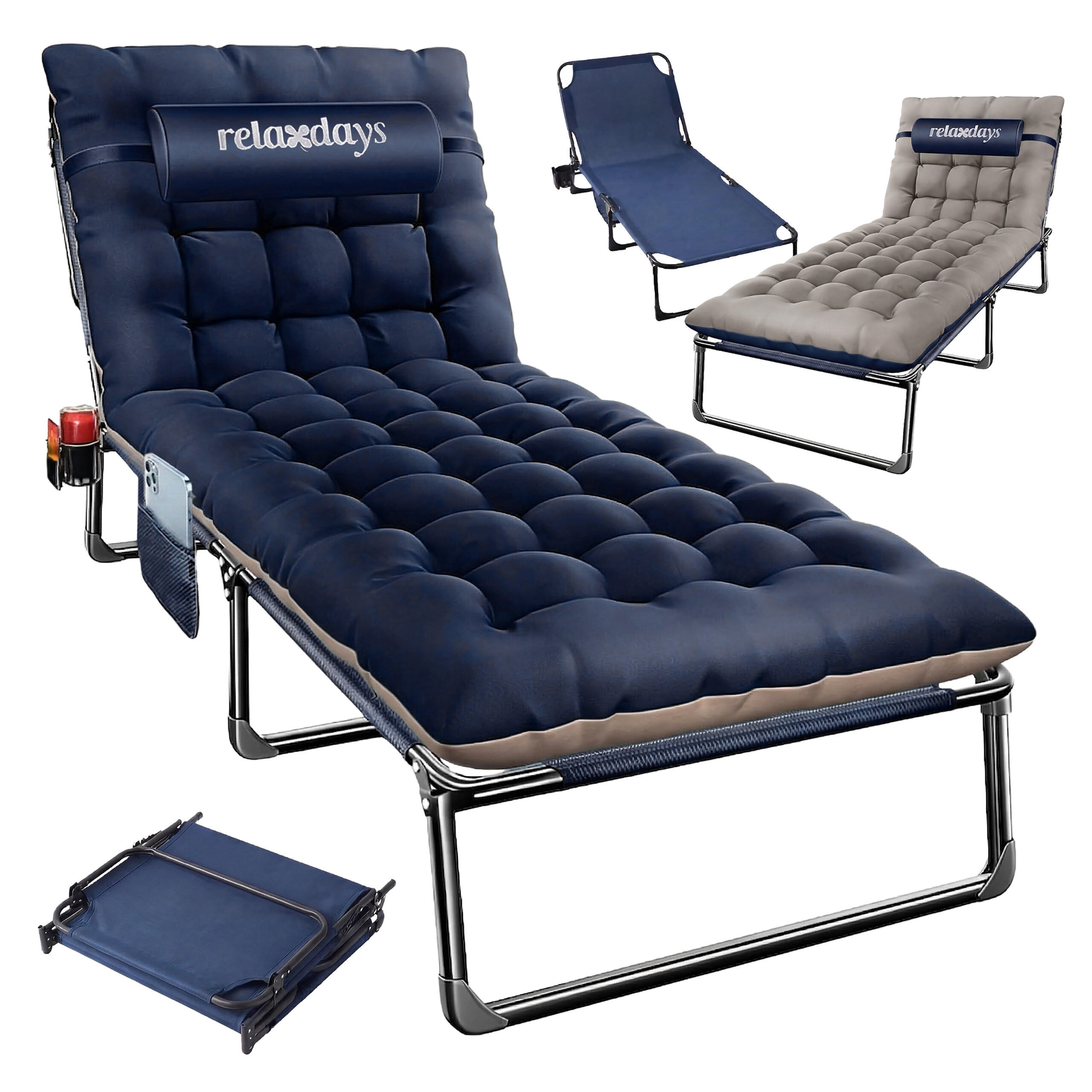 KEMPINGOVÉ lôžko - modrá, kov/textil - Relaxdays