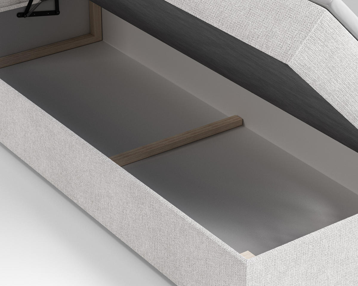 BOXBETT - Bett 05 OSLO - Aragon - 140x200 cm - mit Bettkasten und Komfort-Topper - Weiß, Holz (140/200cm) - ROYAL24_MARKT