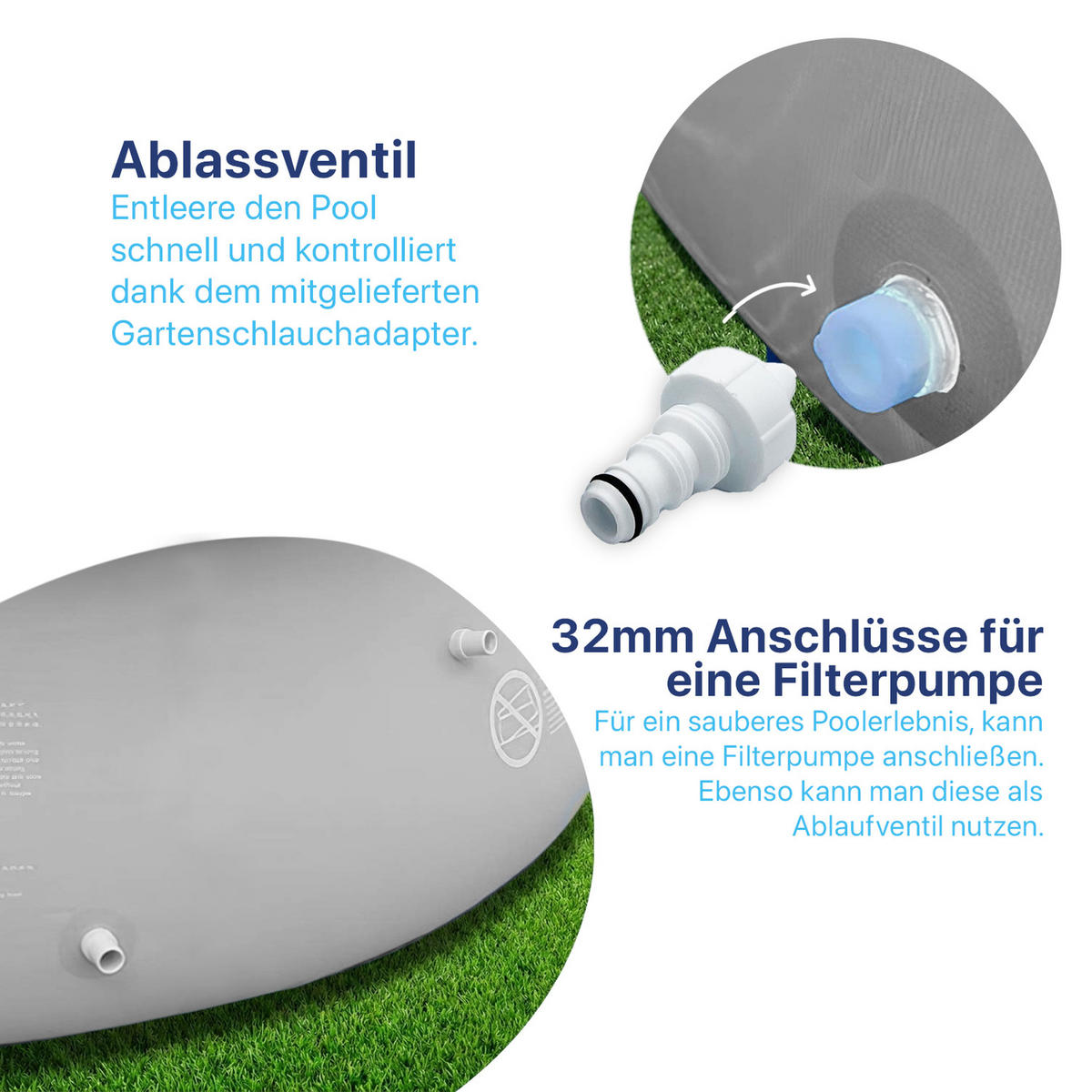 POOL Komplettset rechteckig 549x305x122 cm grau mit Sandfilter und Leiter - Grau, Kunststoff/Metall (305/122/549cm) - Avenli