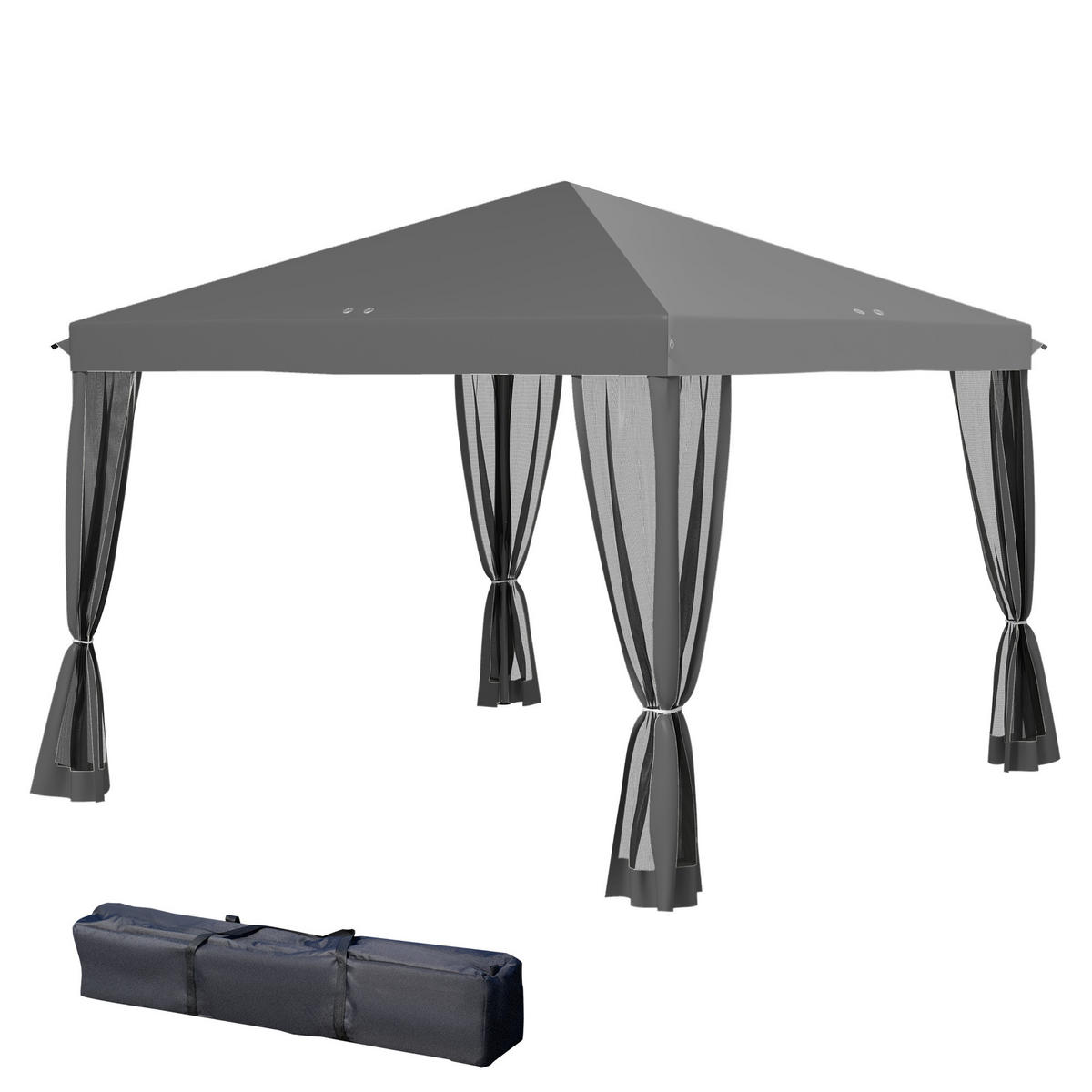 PAVILLON DE-07485 mit Seitenwänden und 420D Oxfordstoff Hellgrau - Hellgrau/Schwarz, Textil/Metall (295/260/295cm) - ComfortXL