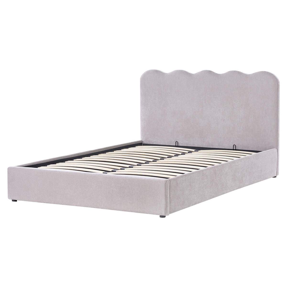 BETT mit Stauraum 160/200 cm Chenillegewebe Taupe Nanterre - Taupe, Textil (160/200cm) - Beliani
