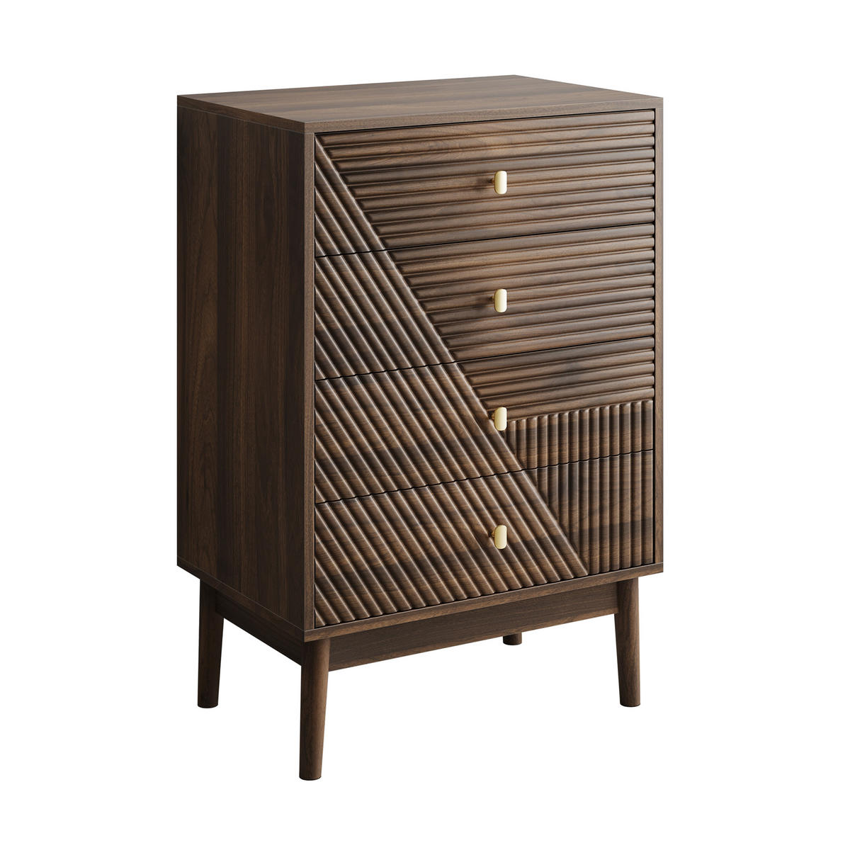 SIDEBOARD 60 cm Walnuss – Schubladenschrank mit 4 Schubladen & Massivholzbeinen Modern - Walnussfarben/Braun, Holzwerkstoff (60/90/40cm) - Urban Meuble