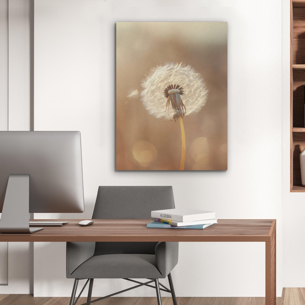 AKUSTIKPANEEL Löwenzahn - Beige - Natur - Blume 60x80 cm - Hellbraun, Textil (60/0.9/80cm) - MuchoWow