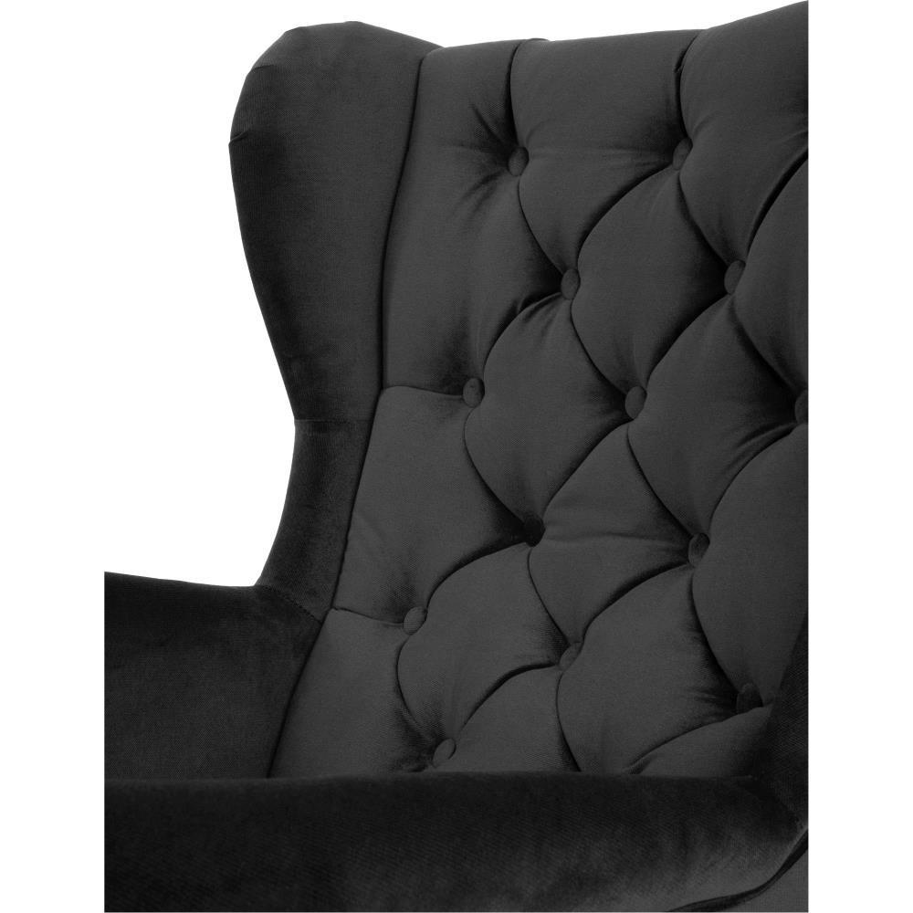 CHESTERFIELD-SESSEL Falco schwarz mit Holzbeinen - Buchefarben/Schwarz, Holz/Textil (82/102/92cm) - Beautysofa