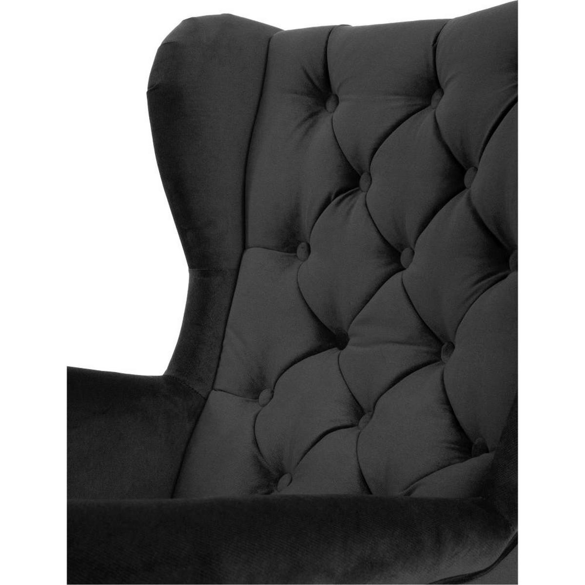 CHESTERFIELD-SESSEL Falco schwarz mit Holzbeinen - Buchefarben/Schwarz, Holz/Textil (82/102/92cm) - Beautysofa