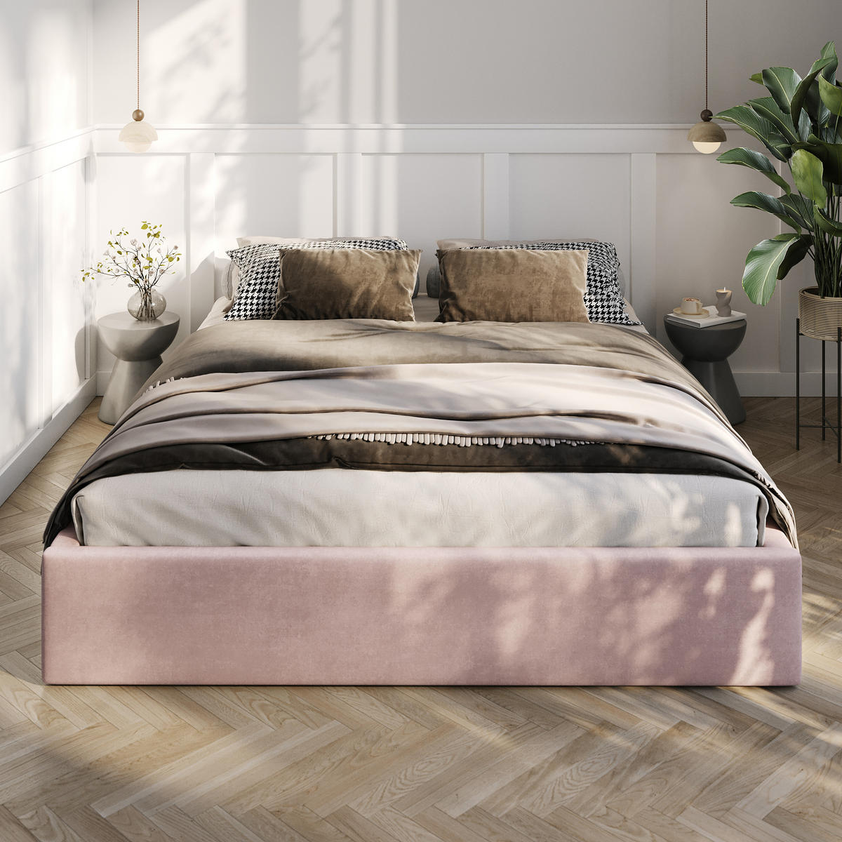 POLSTERBETT 160x200cm Bett mit Stauraum Lattenrost Rosa - Rosa, Holz/Holzwerkstoff (160/200cm) - Muralo
