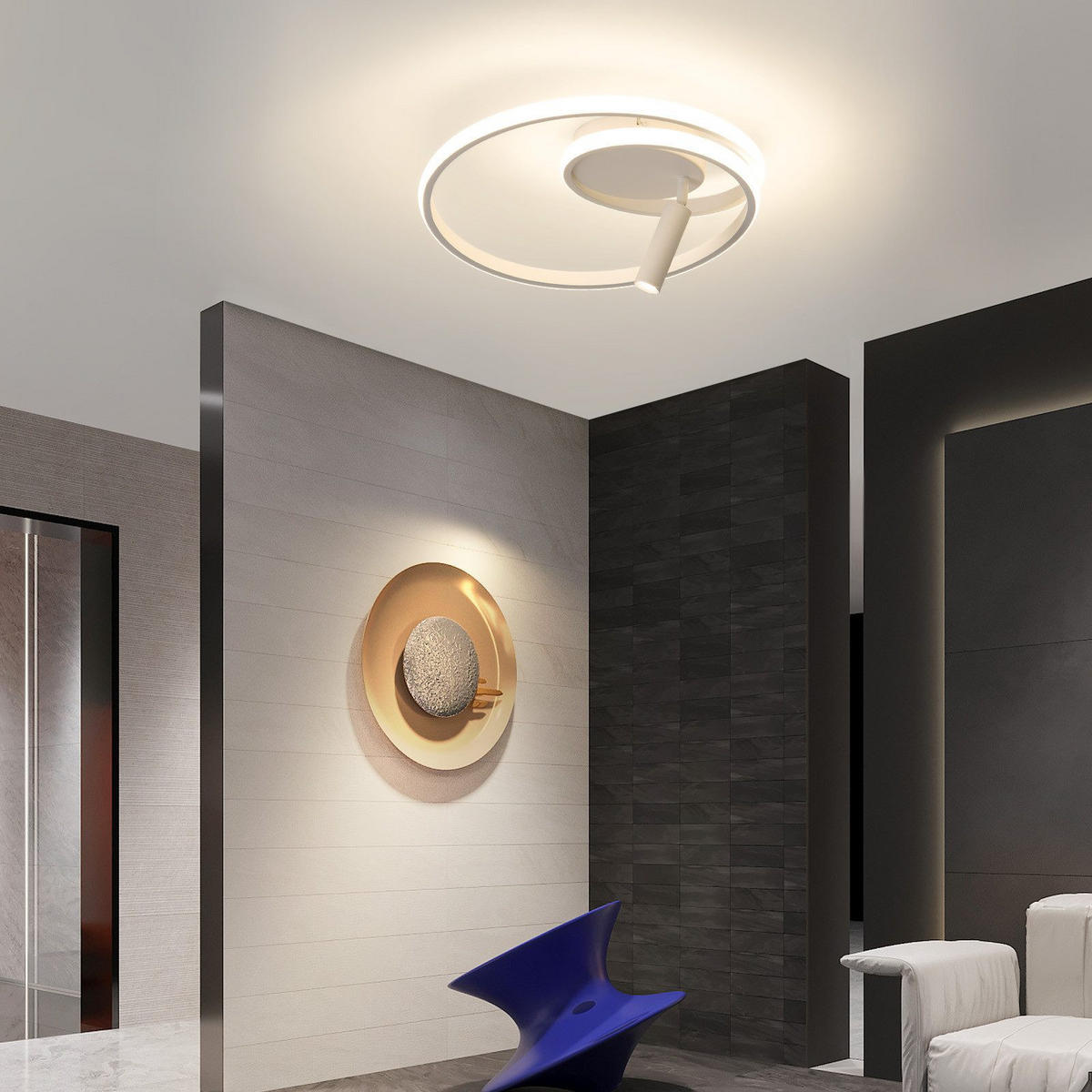 LED-DECKENLEUCHTE Macfarlane 40/40/12.5cm - Weiß, Metall (40/40/12.5cm) - Nettlife