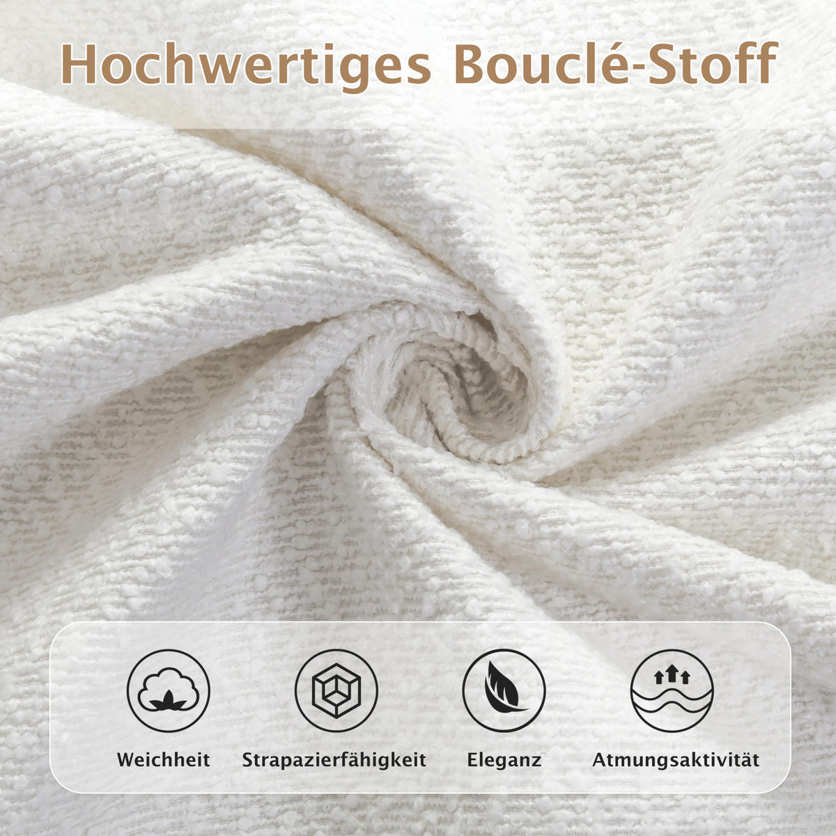 POLSTERBETT 180/200 cm aus Bouclé mit Lattenrost und gepolstertem Kopfteil Beige - Beige, Textil (180/200cm) - Modenvie