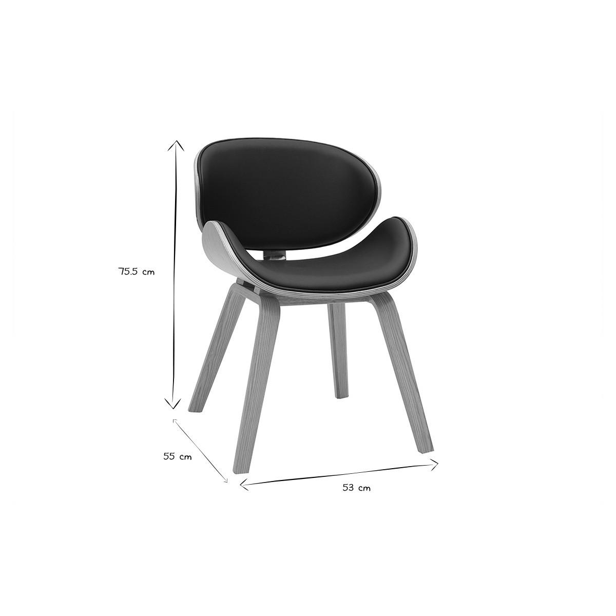 SCHWARZ und helles Holz Designstuhl WALNUT - Schwarz, Holz (55/75.5/53cm) - Miliboo