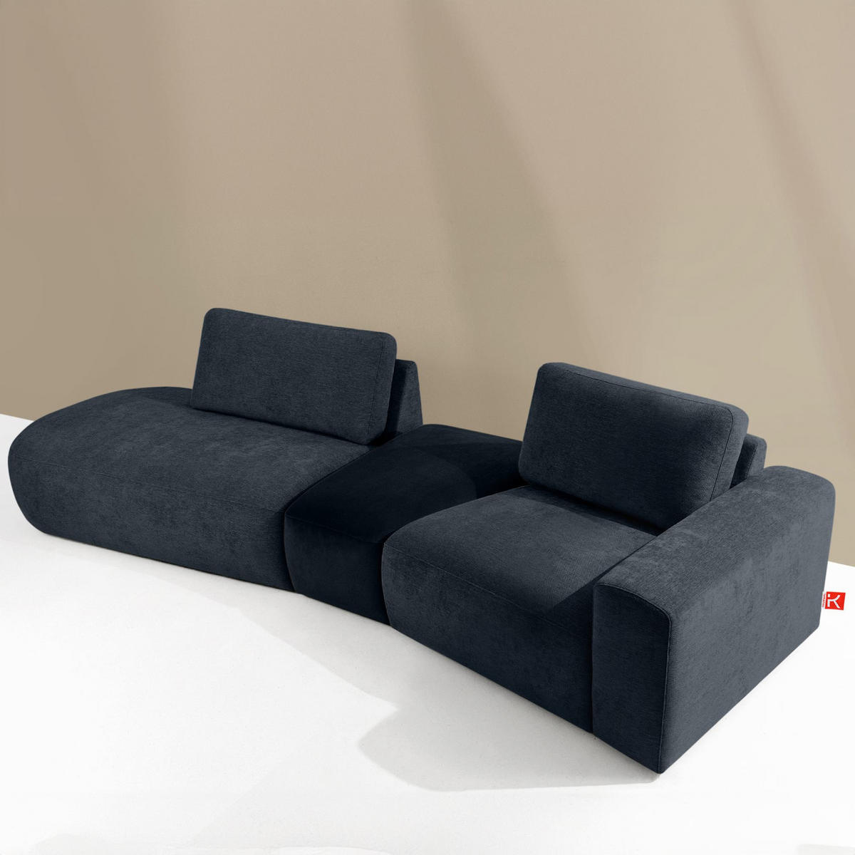 4-SITZER ECKSOFA ZUCCO Chenille links, Dunkelblau - Dunkelblau, Textil (350/84/105cm) - KONSIMO®