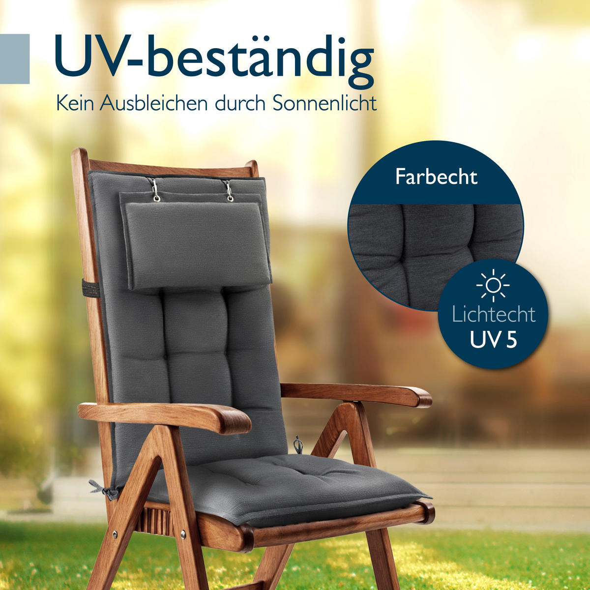 HOCHLEHNER Sun-HL 119x50x8cm Anthrazit (2tlg) - Anthrazit, Textil (50/120cm) - Beautissu 