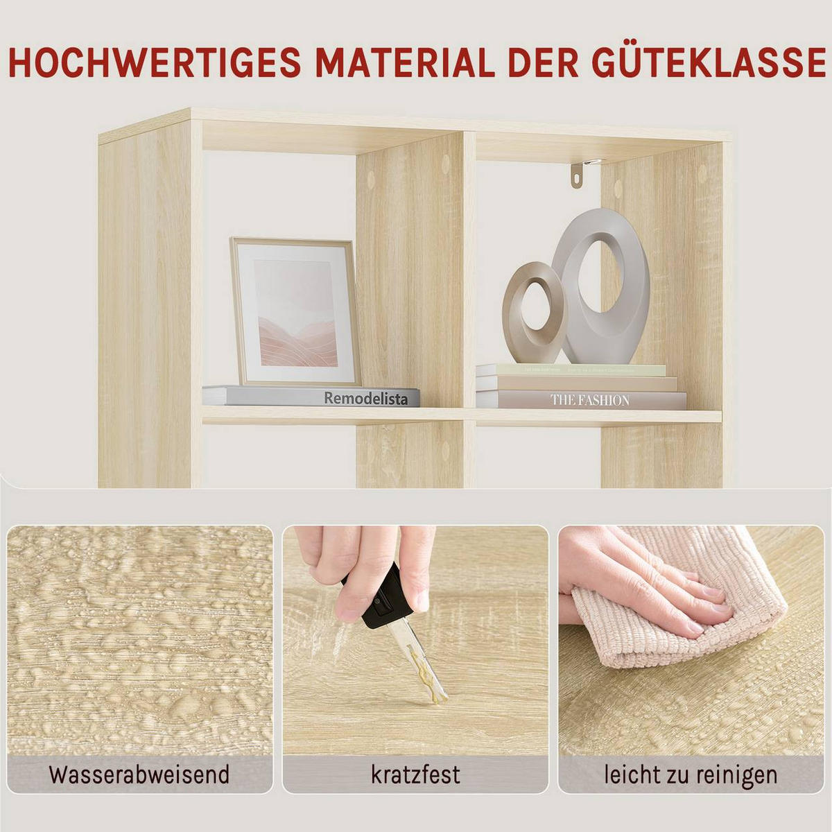 REGALE Bücherregal mit 6 Würfeln, 60x89,5x29 cm, Helle Eiche - Eichefarben, Holzwerkstoff/Kunststoff (60/89.5/29cm) - Woltu