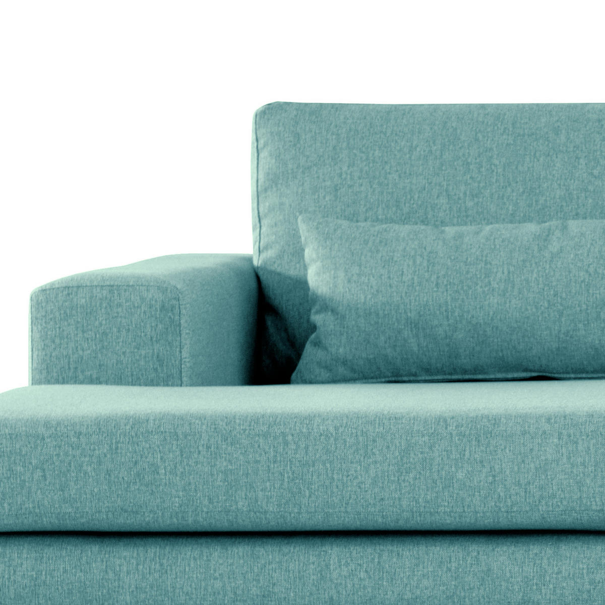 ECKSOFA mit Longchair - Buchefarben/Petrol, Buchenholz/Textil (281/153cm) - home24