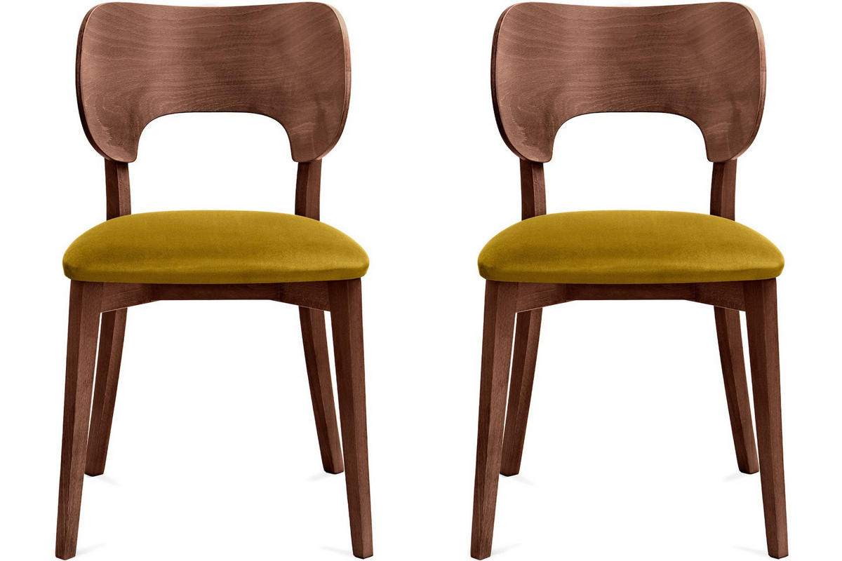 ESSZIMMERSTÜHLE LYCO (2er-Set), honig / nussbaum dunkel - Honig, Holz/Buchenholz (47/81/45cm) - KONSIMO®