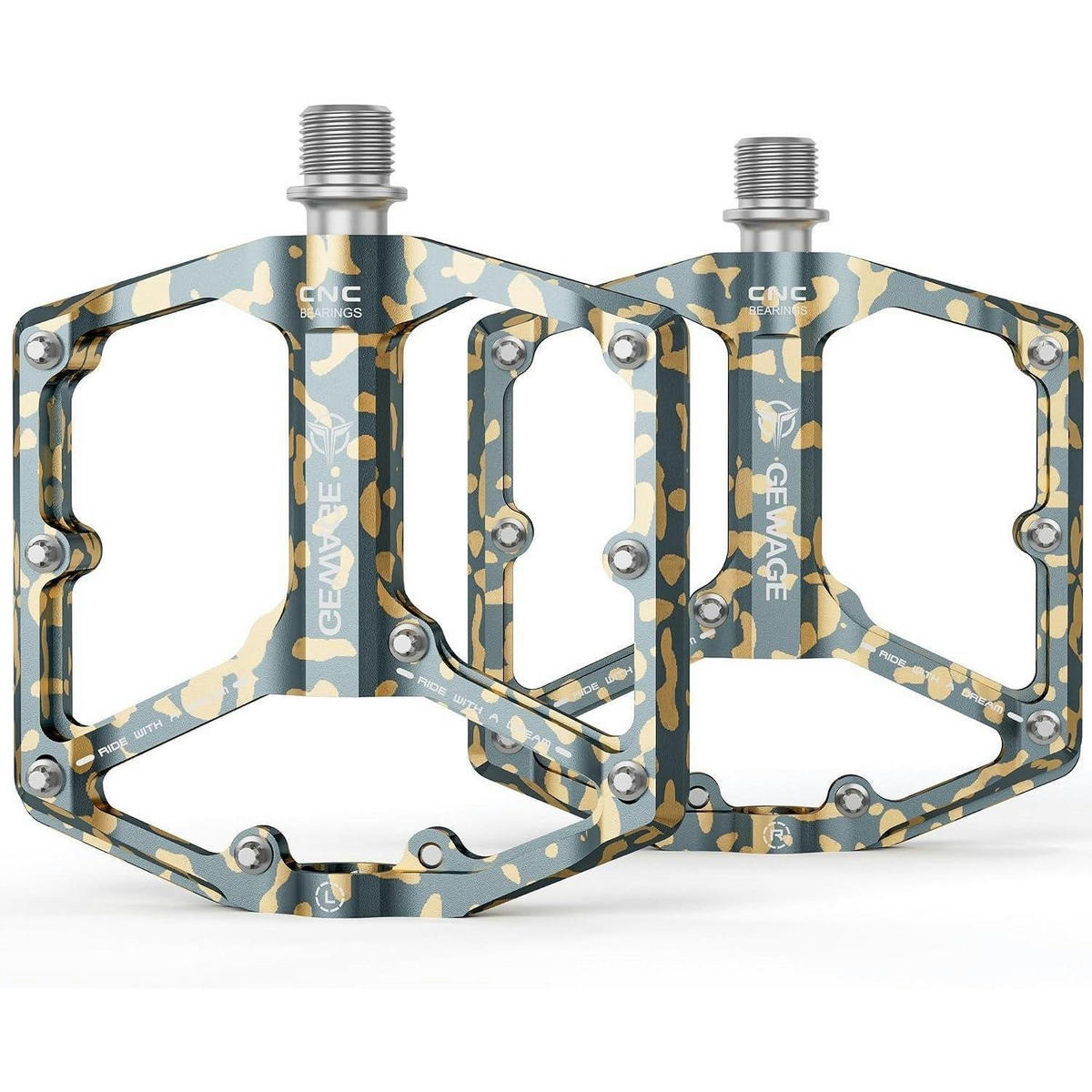 FAHRRADPEDALE Rennrad/Mountainbike Aluminiumlegierung Grau Tarnmuster 3 Lager - Multicolor, Metall (10.4/1.5/10.4cm)