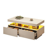 COUCHTISCH 100/50/45 cm mit 2 Schubladen, LED-Beleuchtung und offener Ablage aus Spanplatte, Weiß - Weiß, Holzwerkstoff (100/50/45cm) - Modfu