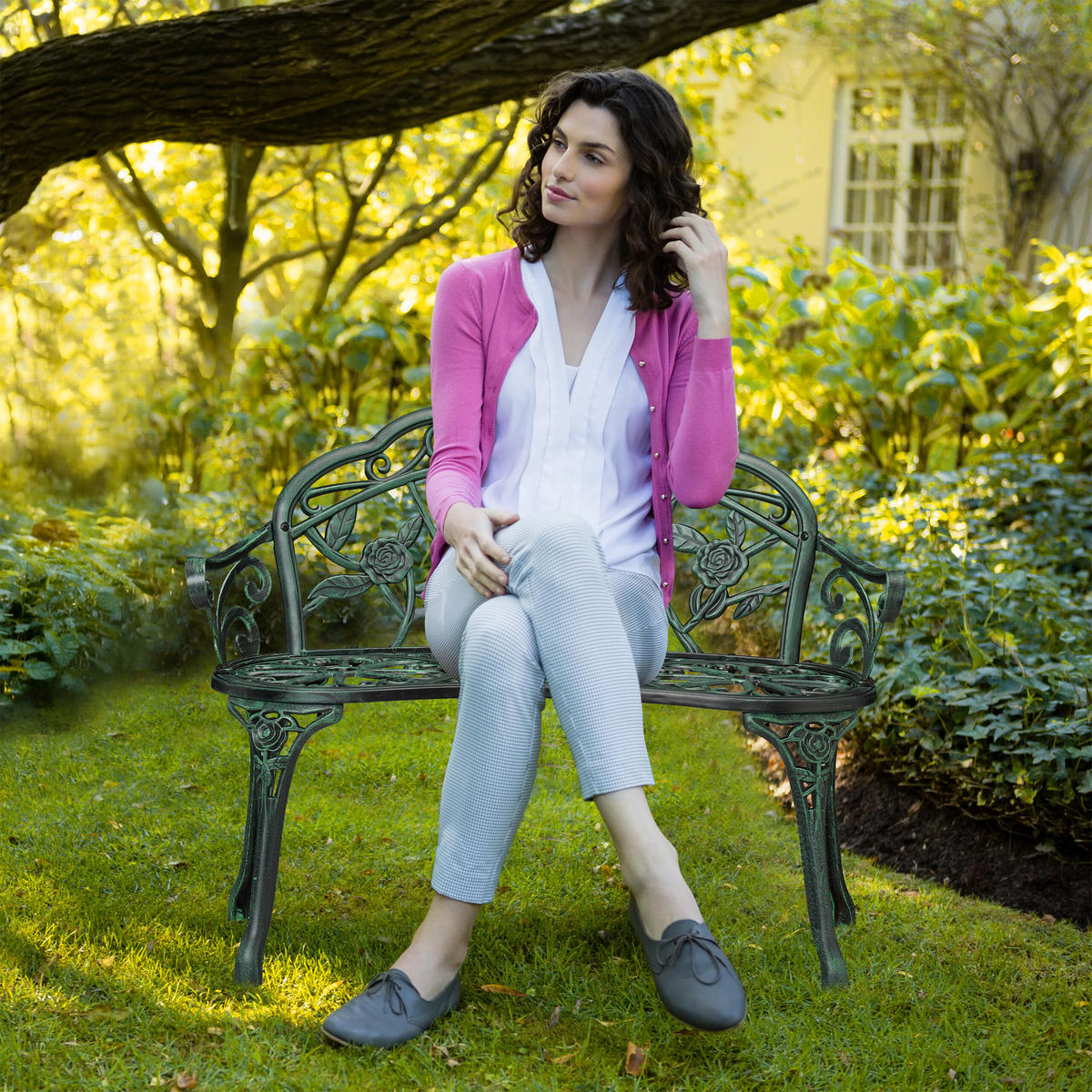 GARTENBANK - Multicolor, Metall (99/79/56cm) - Relaxdays