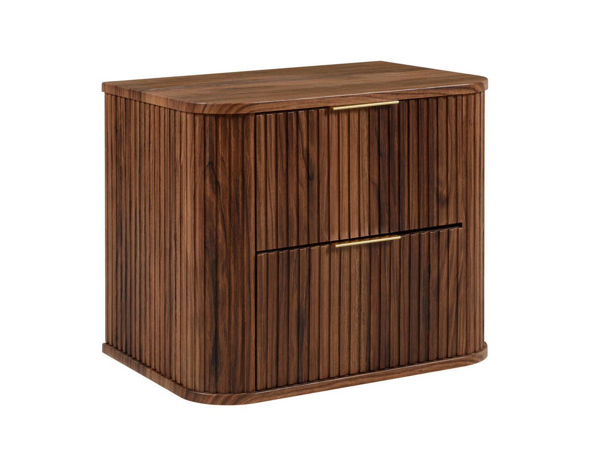 BADEZIMMERSCHRANK, Eiche-Nussbaum, Goldene Griffe, 41,5 x 60 x 51,7 cm - Dunkelbraun/Goldfarben, Holzwerkstoff/Kunststoff (60/51.7/41.5cm) - 3XE LIVING