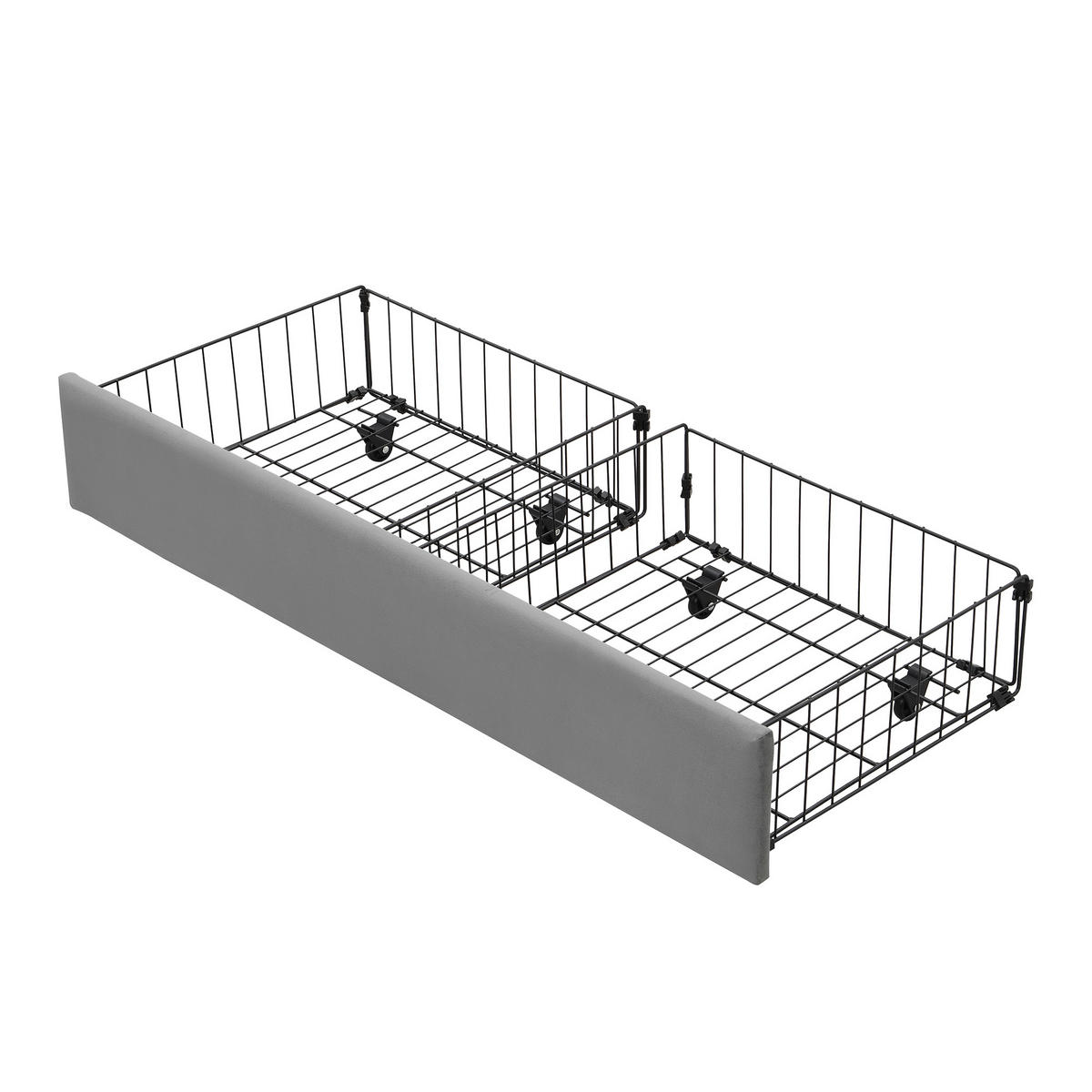 POLSTERBETT 140/200 cm Grau mit Stauraum aus Samt mit verstellbarem Kopfteil - Grau, Textil (140/200cm) - OKWISH