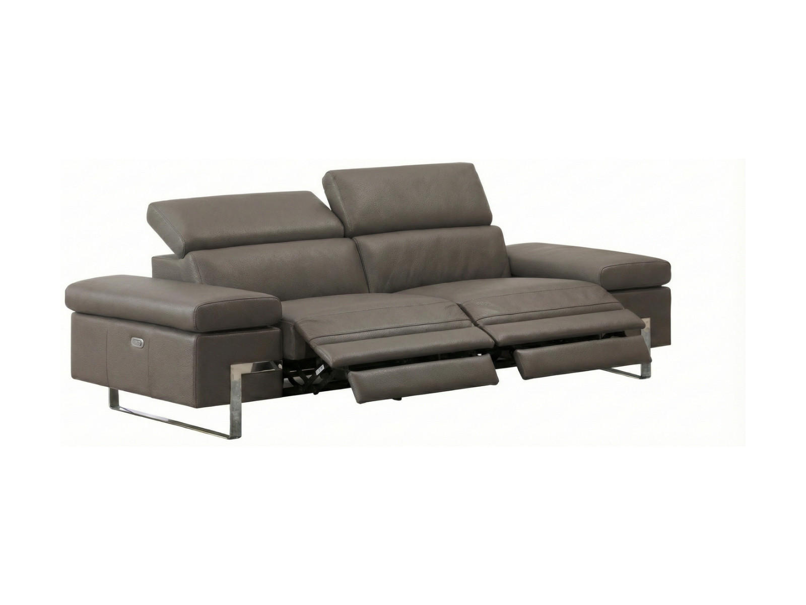 3-SITZER Sofa Opera Echtleder mit 2 x Relaxfunktion Greige - Greige, Leder/Metall (223/75/109cm)