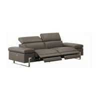 3-SITZER Sofa Opera Echtleder mit 2 x Relaxfunktion Greige - Greige, Leder/Metall (223/75/109cm)