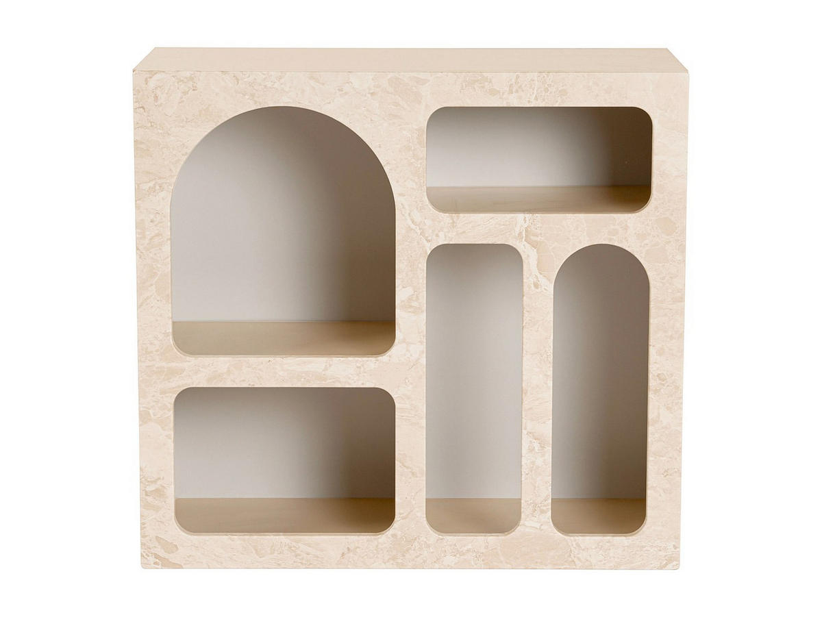 WANDKONSOLE mit 5 Fächern - Marmor-Optik Beige - LUELA - Beige, Holz (80/74/37cm) - Vente-Unique