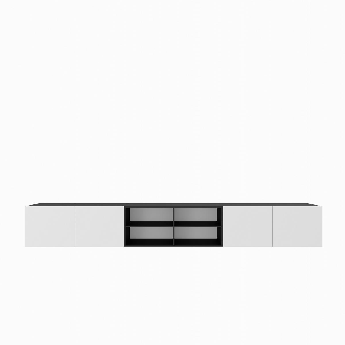 TV-SCHRANK Leo IV 300 cm, viertürig, schwarz, weiß - Schwarz/Weiß, Kunststoff (300/41/40cm) - Margaret Hadas24