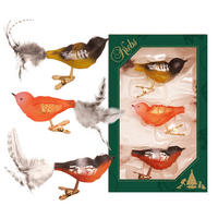 CHRISTBAUMSCHMUCK Naturvögel Mehrfarbig 9cm (Glas / 3 Stk.) - Multicolor, Glas (4/4/9cm) - Krebs Glas Lauscha