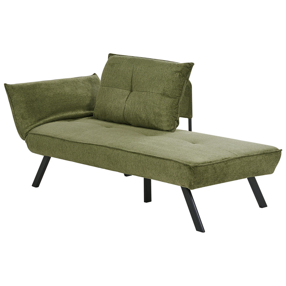 CHAISELONGUE-LINKSSEITIGE Stoff Grün Rocamadour - Schwarz/Grün, Textil (150/83/72cm) - Beliani