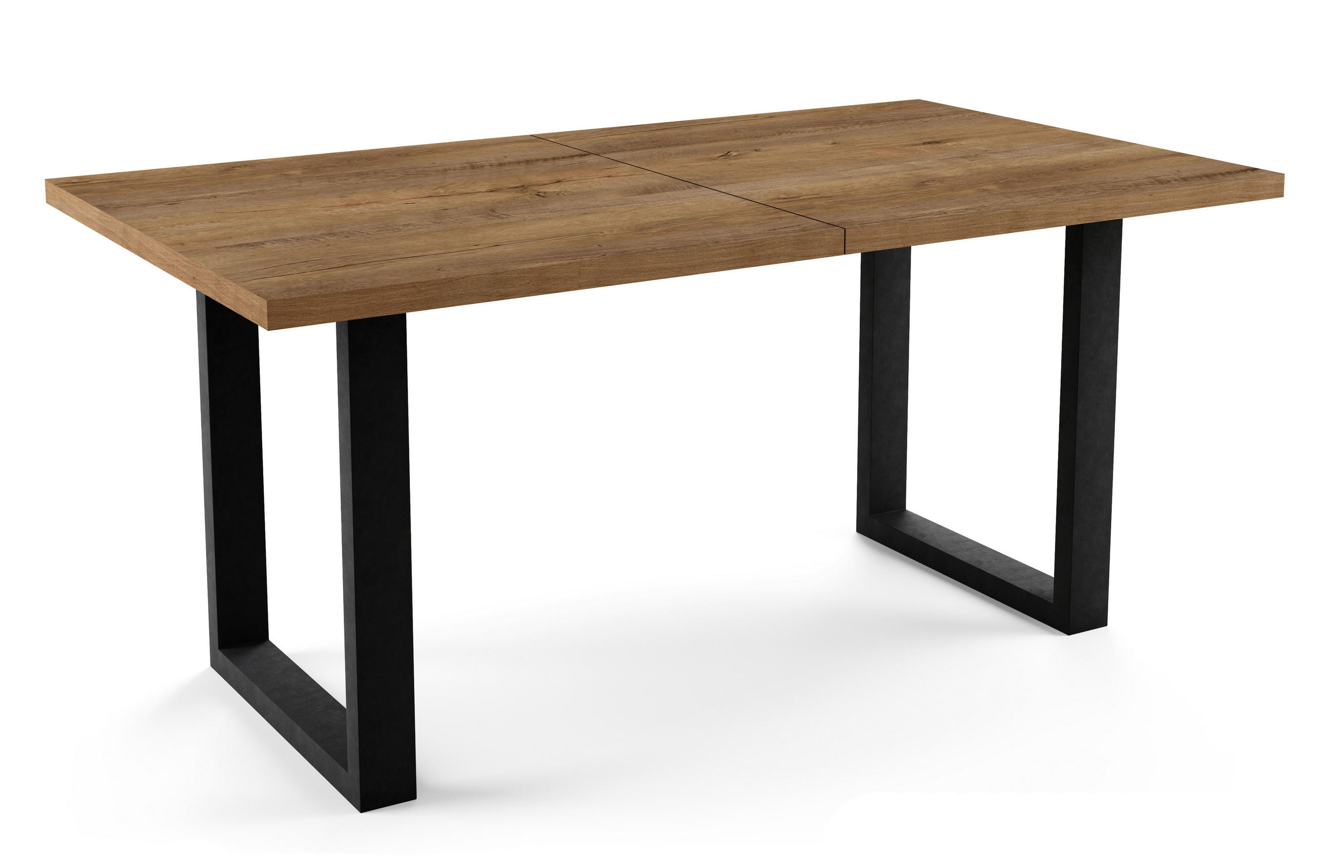 ESSTISCH rechteckiger, ausziehbarer LOFFTI, mit Metallbeinen, Loft-Stil, Industriel, skandinavisch: 80x120/220 cm. Farbe: Eiche Lefkas/Schwarz - Dunkelbraun, Metall (120/80/76cm) - Dekori_Interiors