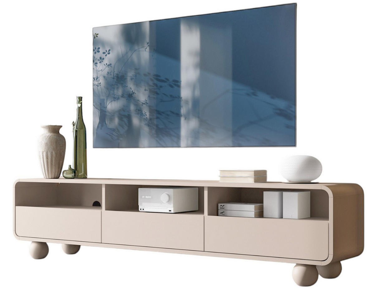 TV-SCHRANK rund 180 cm breit Beige ALDOS - Beige, Holzwerkstoff (180/44/39cm) - Compleo24