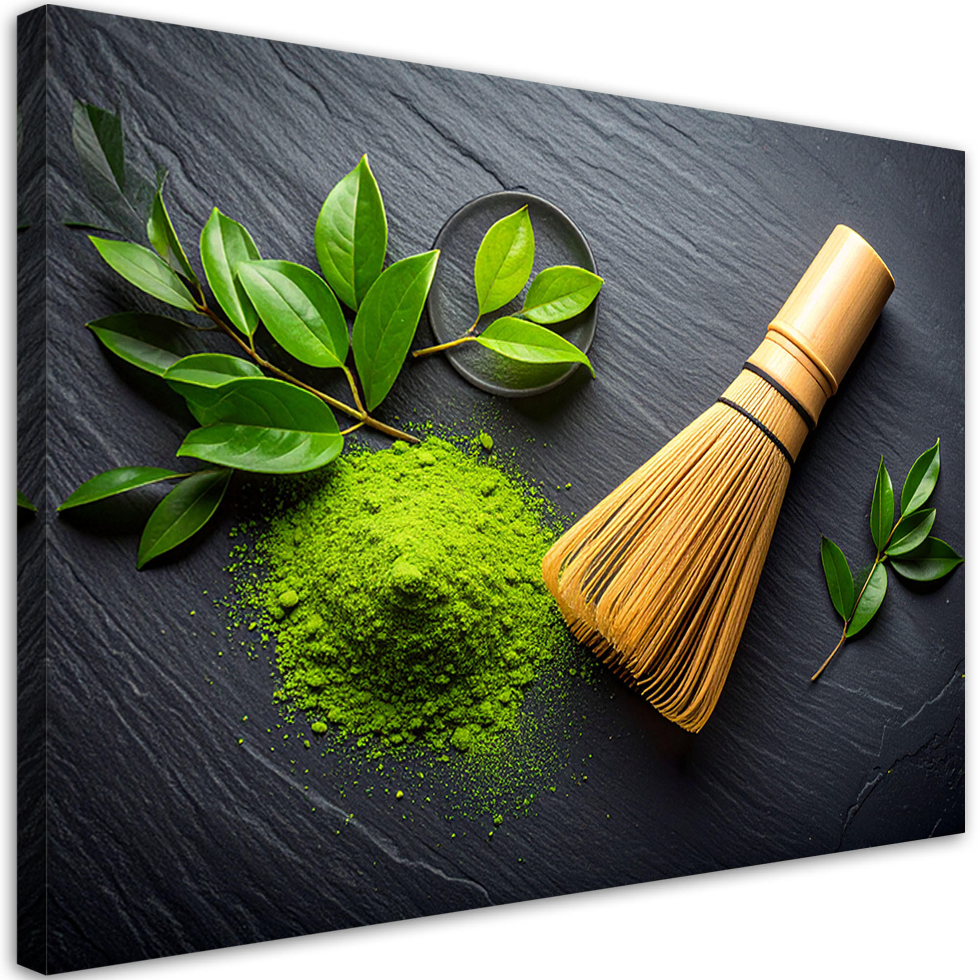 LEINWANDBILD Matcha Grüner Tee 100x70cm - Grün, Textil (100/70cm) - Feeby