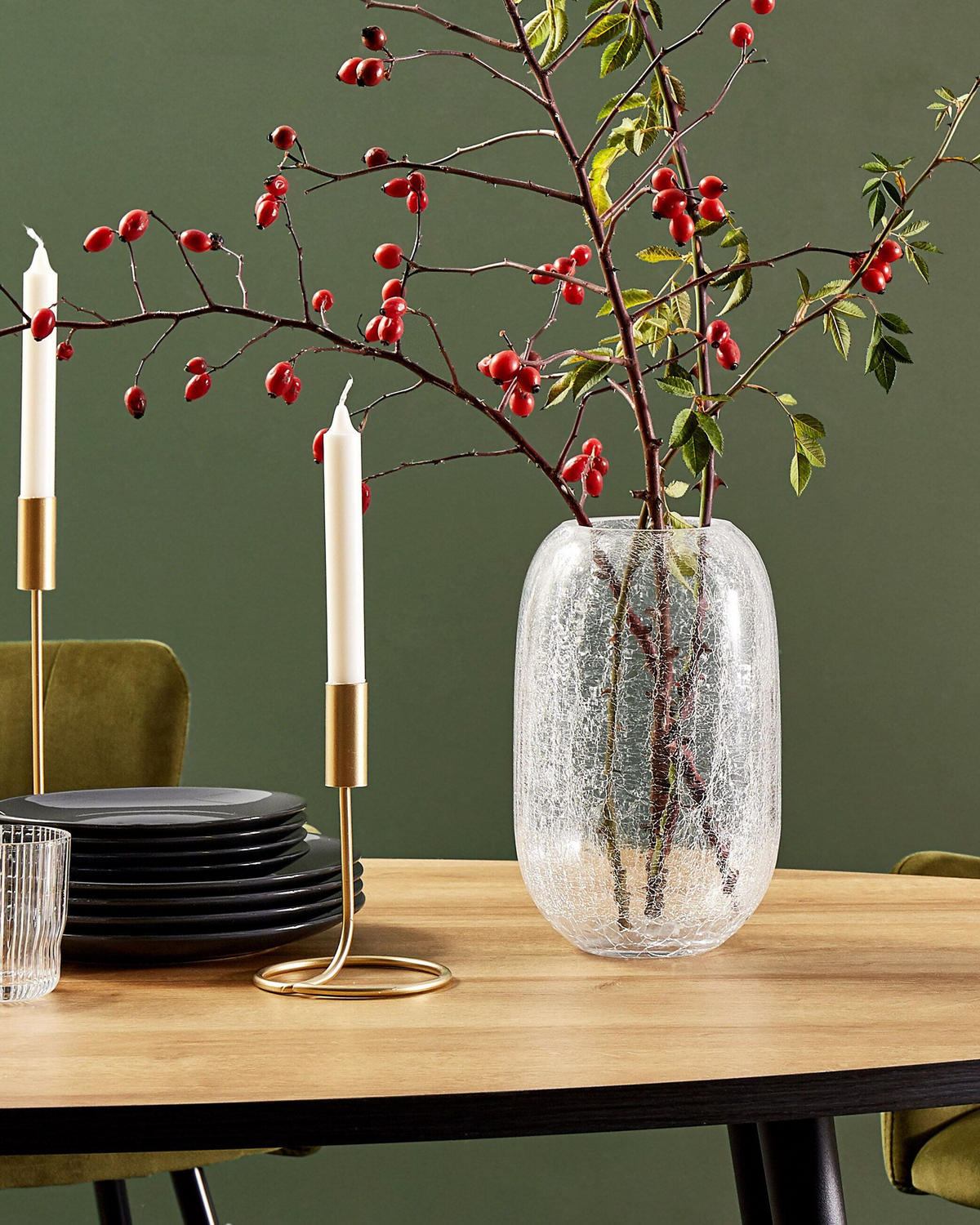 BLUMENVASE Glas transparent Kyrakali - Transparent, Glas (28cm) - Beliani