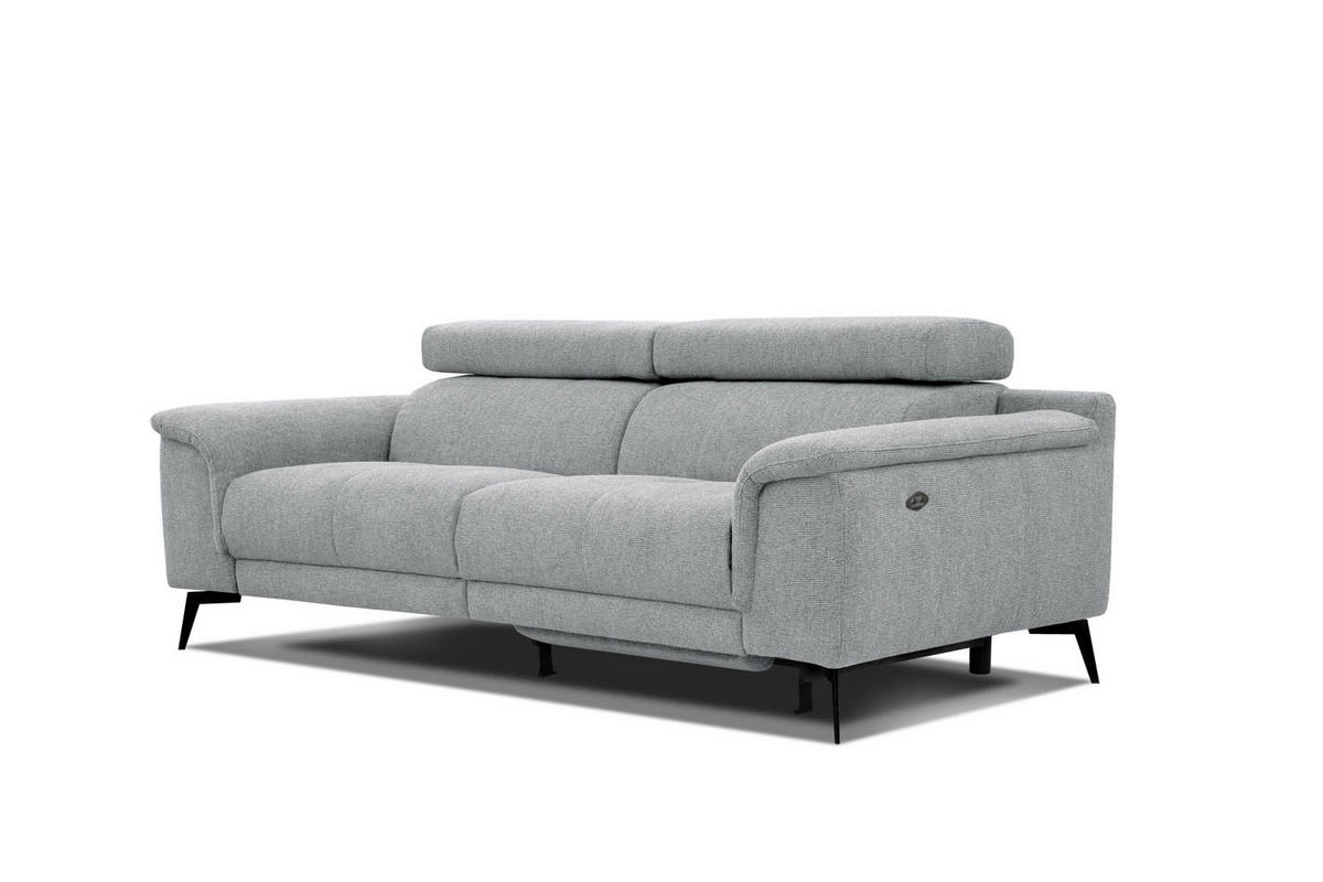 RELAXSOFA FIERO 3-Sitzer mit 1 Relaxfunktion, silberfarben - Silberfarben/Schwarz, Holzwerkstoff/Textil (212/82/103cm) - Courtois Laville