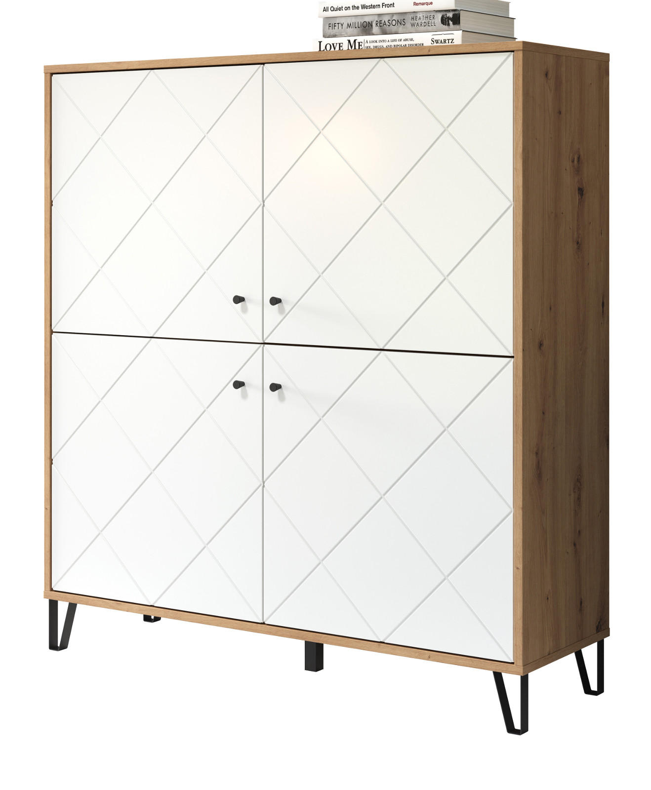 Top.Furn Highboard Eiche, Weiß 123x136x40 cm