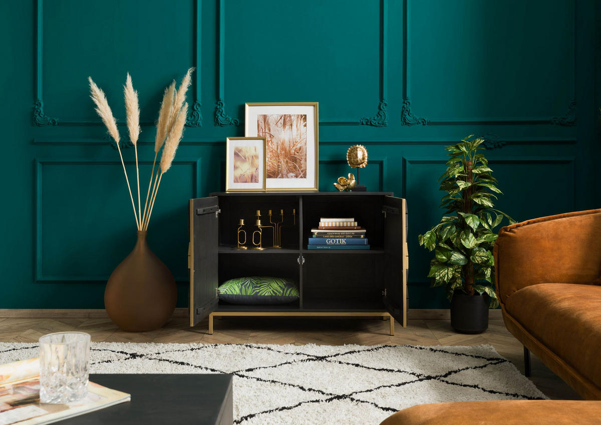 SIDEBOARD Mango 98x40x77 grau geölt DIAMOND #108 - Grau, Holz (98/77/40cm) - Massivmoebel24
