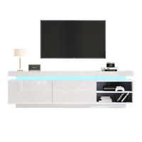 TV-SCHRANK Lowboard Modern Hochglanzweiß LED-Beleuchtung Stauraum bis 70 Zoll - Weiß, Holz (43.94/18.8/62.99cm) - FLIEKS