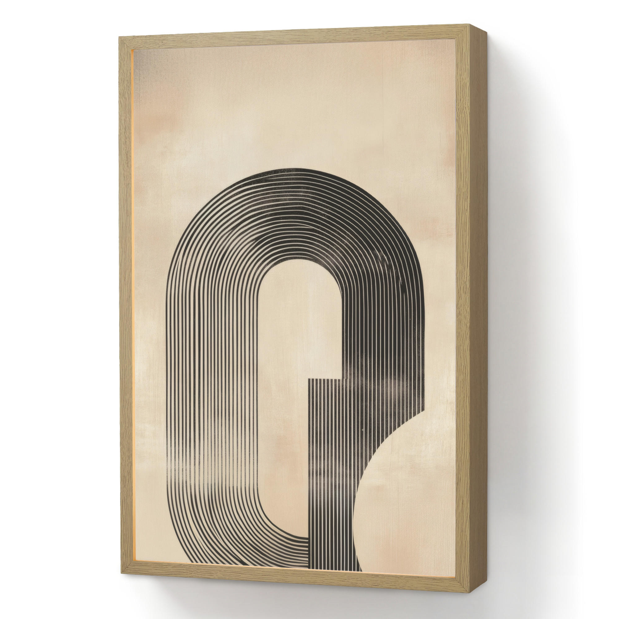 WANDLEUCHTE MIT AKKU Schleife - Streifen - Minimalistisch - Schwarz 40x60 cm - Beige, Holzwerkstoff (40/60/8cm) - OnlyWow