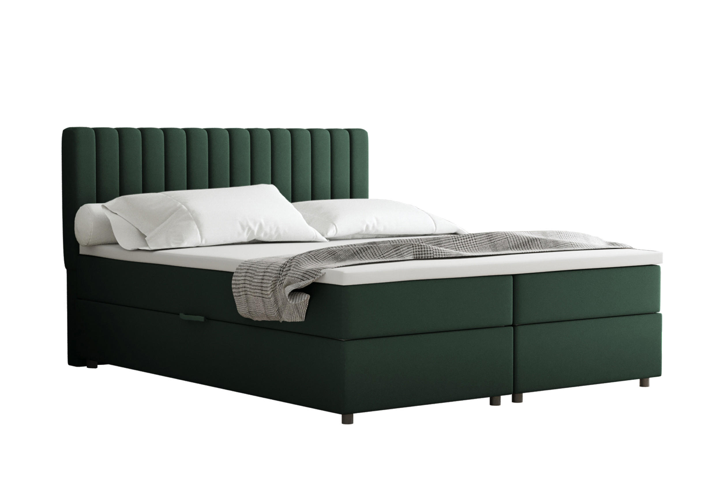 BOXBETT Everest grön 160 x 200 cm Doppelbett mit hochwertiger Bonell-Matratze und Topper - Grün, Holz (160/200cm) - Panda Möbel