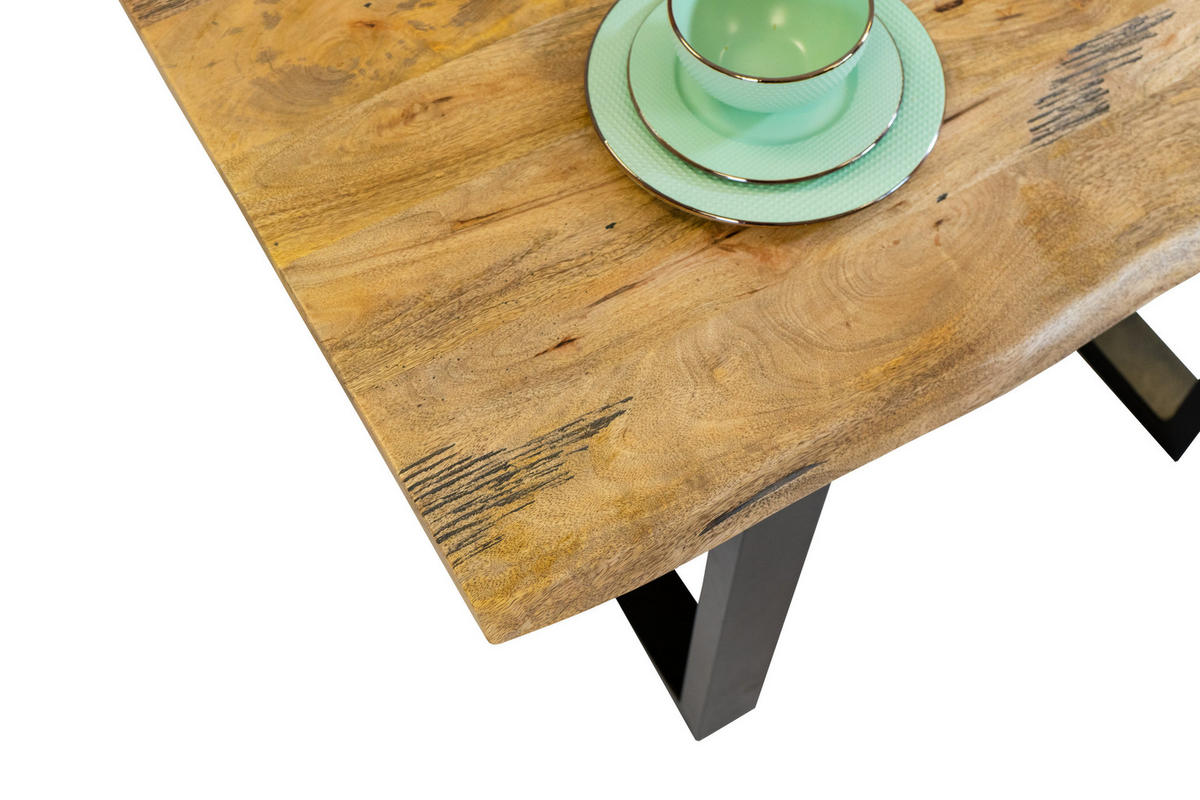 ESSTISCH DORA - Beige/Schwarz, Holz/Metall (80/120/77cm) - SAM