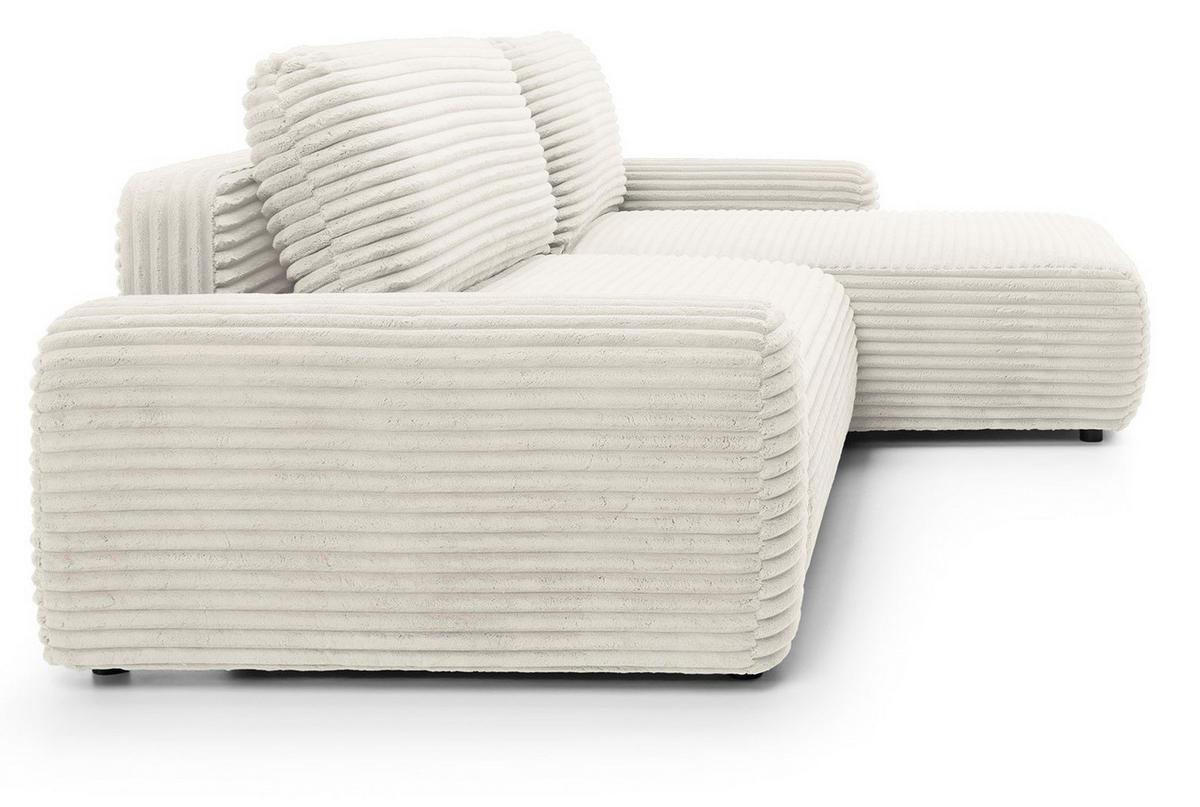 ECKSOFA 260 cm Cantara mit Cordstoff, Bettkasten, Rechts, Creme - Creme, Holz (162/264cm) - Emporius