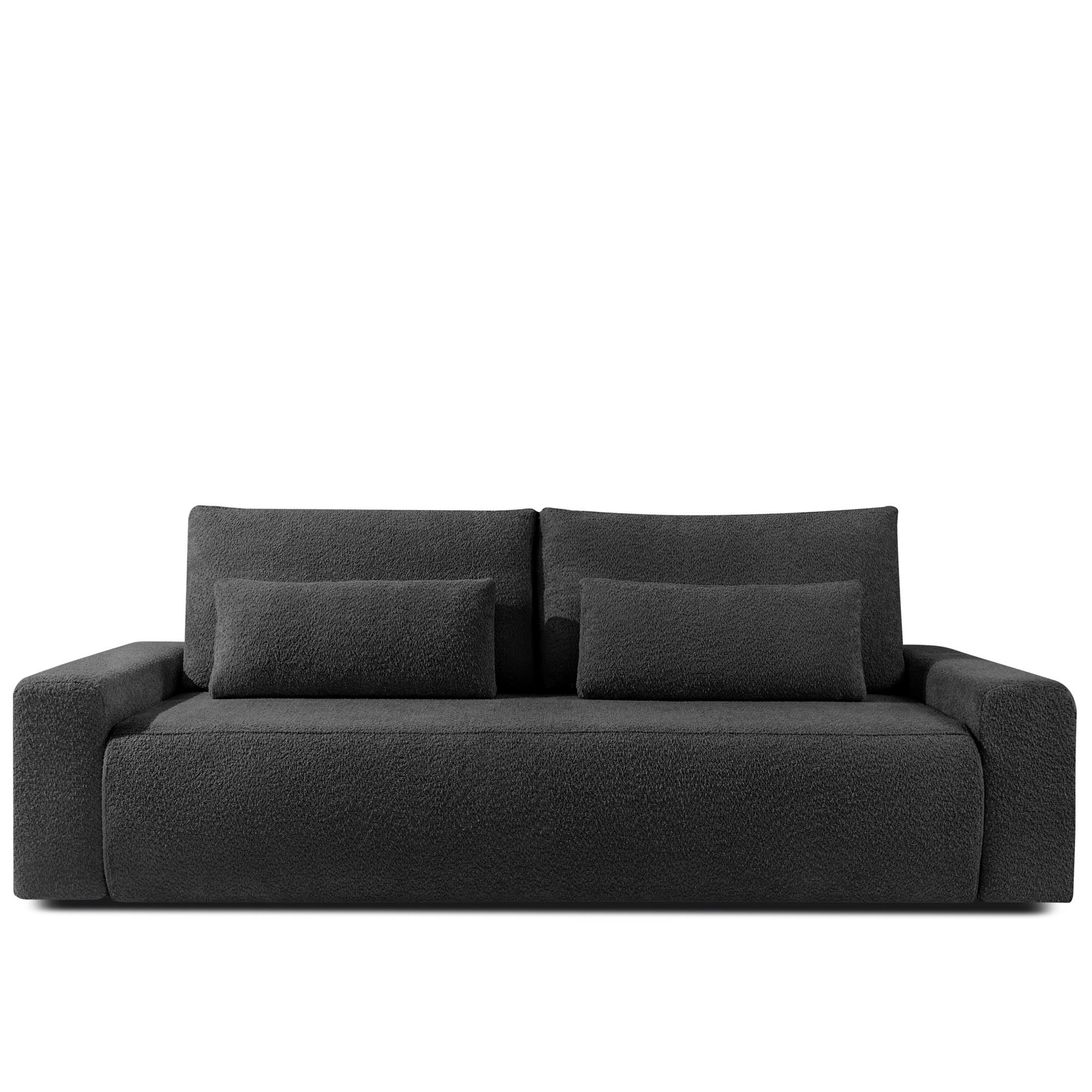 3-SITZER SCHLAFSOFA MOLLIS, Bouclé, Anthrazit - Anthrazit, Holz/Holzwerkstoff (250/93/108cm) - KONSIMO®