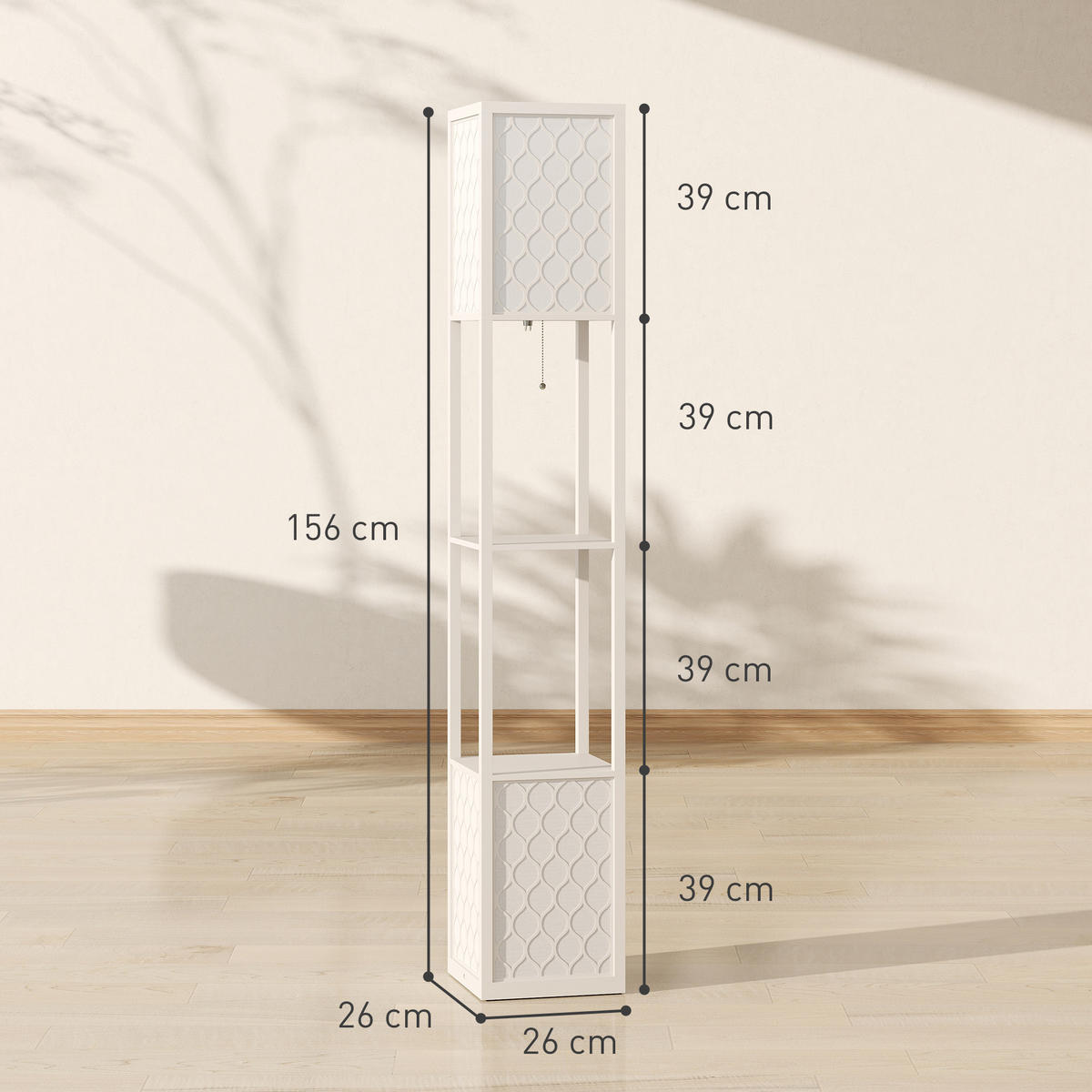 STEHLAMPE MDF Kunststoff Hellgrau - Hellgrau, Holzwerkstoff (26/26/156cm) - HOMCOM