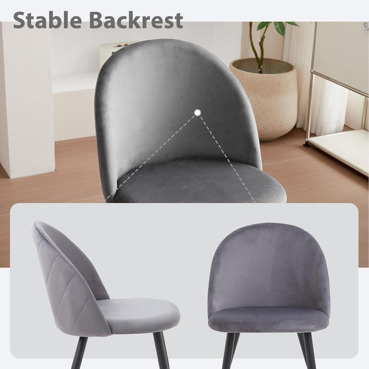 ESSZIMMERSTUHL 4er-Set Samt Grau Metallbeine - Grau, Textil (43/80/47.5cm)