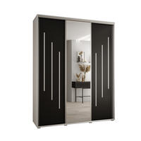 SCHWEBETÜRENSCHRANK 235,2/190/60 3-türig - Silberfarben/Schwarz, Holz/Metall (190/235/60cm) - Abiks Möbel