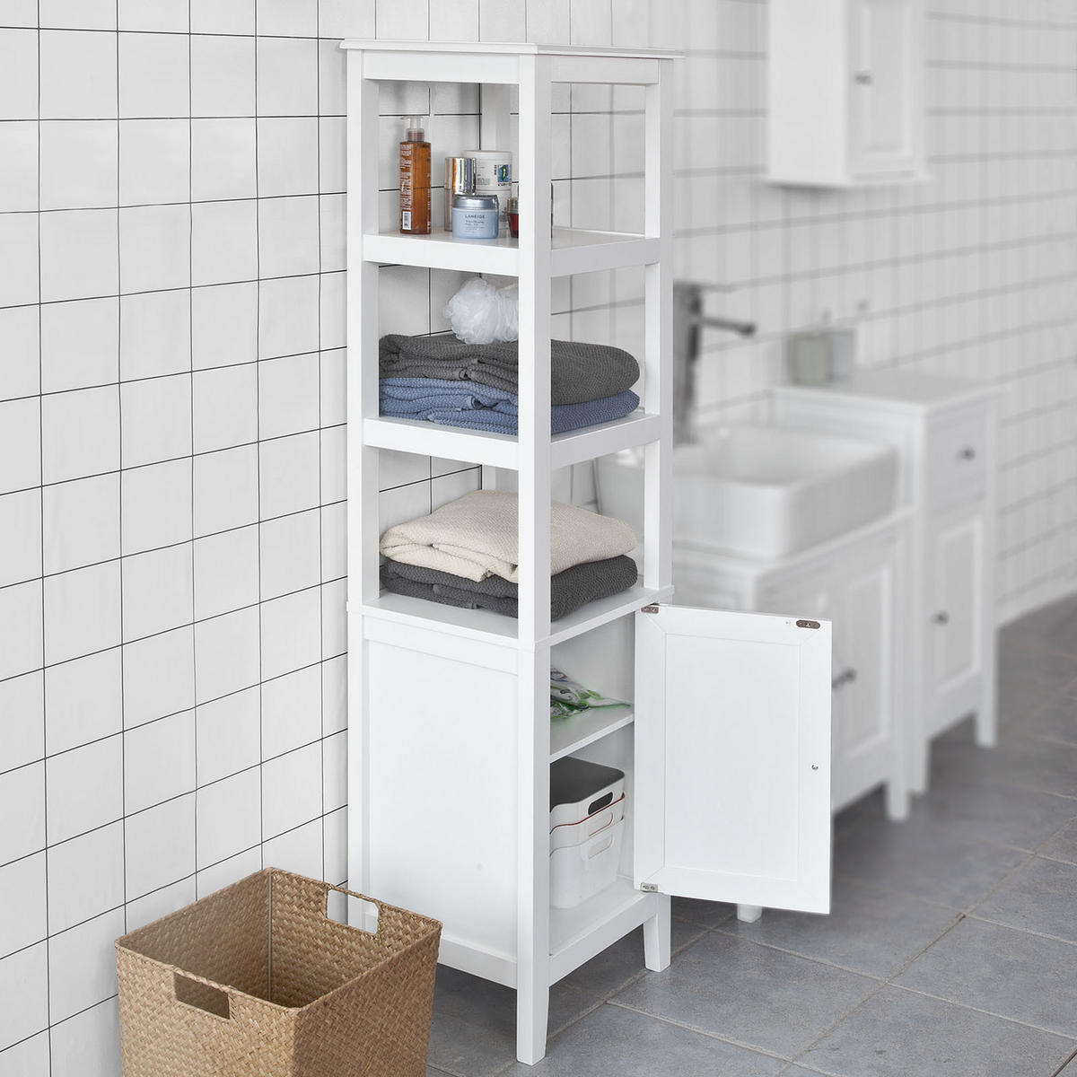 HOCHSCHRANK Weiß - Weiß, Holzwerkstoff (40/150/33cm) - SoBuy