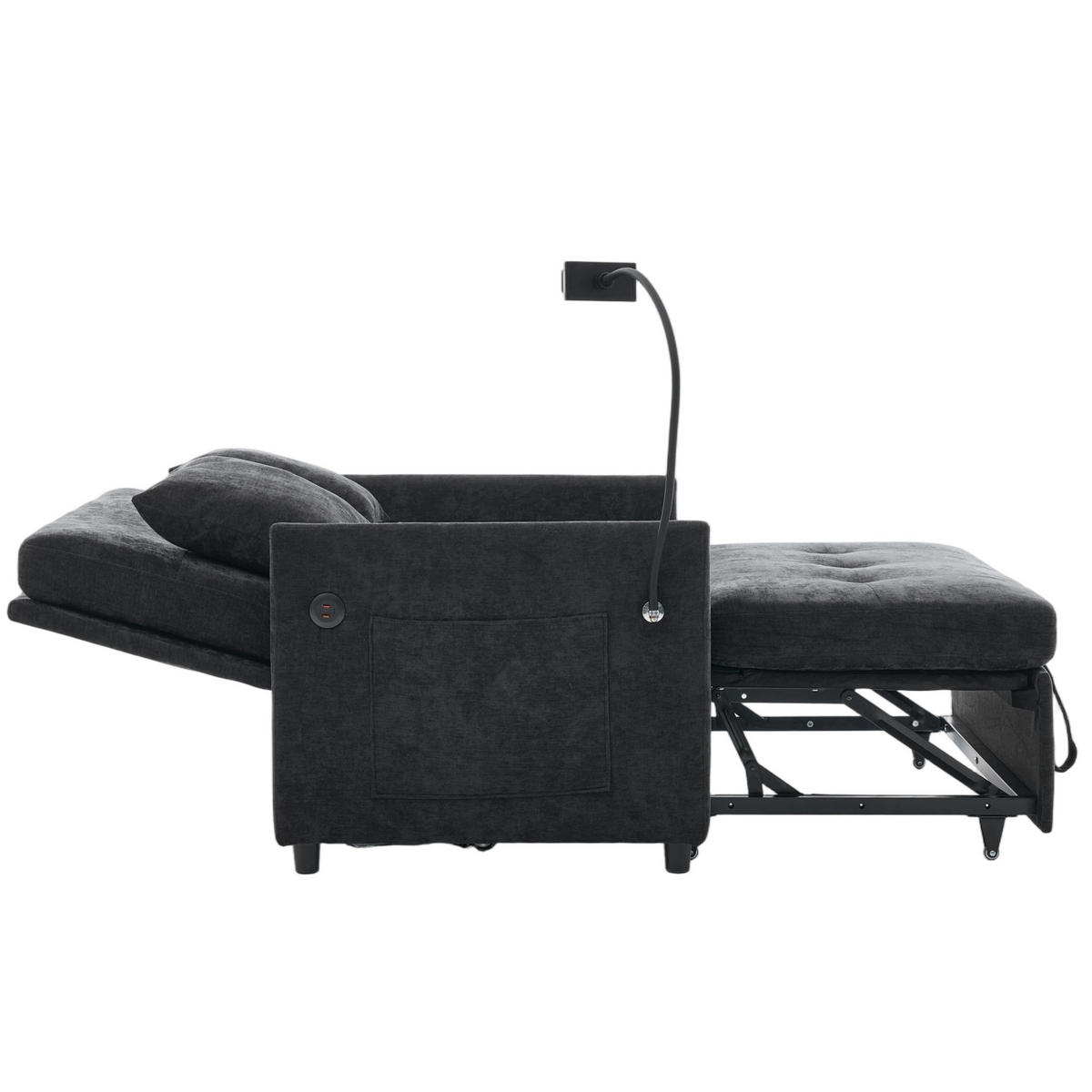 SCHLAFSESSEL DE-35222 mit USB und Tablethalter Schwarz - Schwarz, Metall (72/83.5/109cm) - ComfortXL