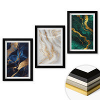 WANDBILDER 3er-Set - 20x30 cm Schwarzer Rahmen - Abstrakte blaugrüne Muster - Schwarz, Kunststoff (20/30cm) - ArtPrintCave