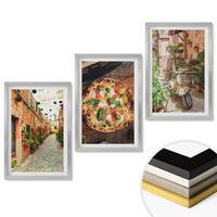 WANDBILDER 3er Set - 40x60 cm Silberner Rahmen - Charmante Straßen mit Pizza - Silberfarben, Kunststoff (40/60cm) - ArtPrintCave